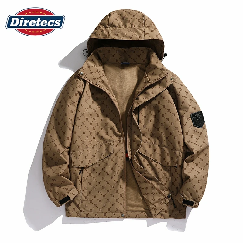 春秋男女百搭情侣装冲锋衣夹克外套潮流字母印花户外运动休闲连帽