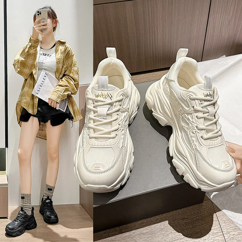 韩版网红新款纯色ins潮酷松糕厚底休闲老爹鞋XA1805