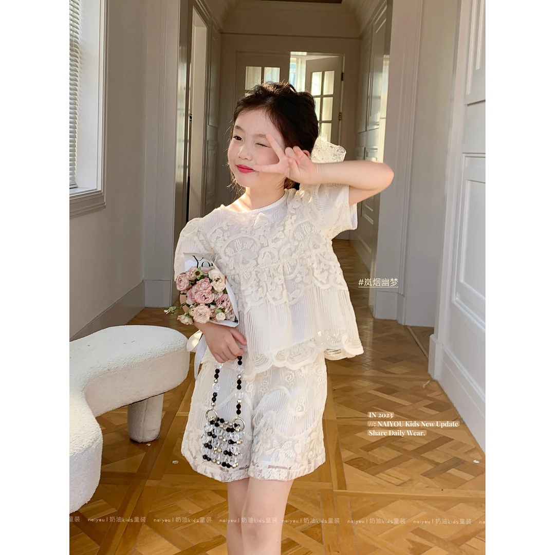 【岚烟幽梦】奶油KIDS女童新中式套装2023夏季国风两件套Y4965