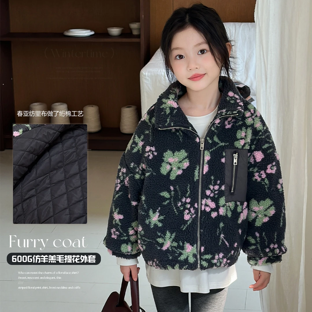 NAIYOUKIDS【莫奈】女童加厚棉服外套2024冬季新款洋气棉袄Y6089