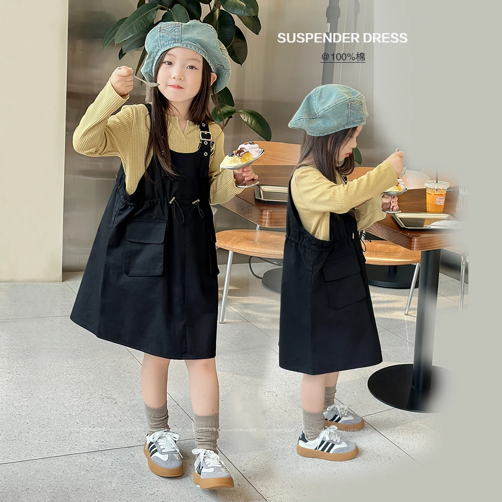 【WP-小作精】奶油KIDS2023秋装新款纯棉宽松背带裙宝宝休闲裙Y5053
