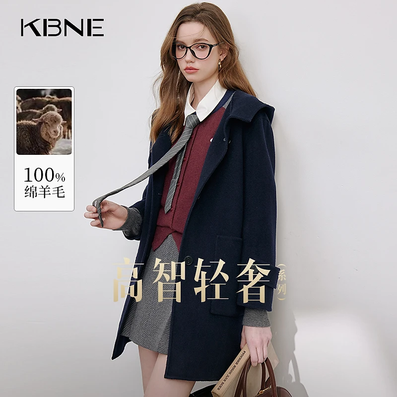 【全羊毛】KBNE高级感大衣女秋冬爆款2025新款韩系中长款羊毛大衣