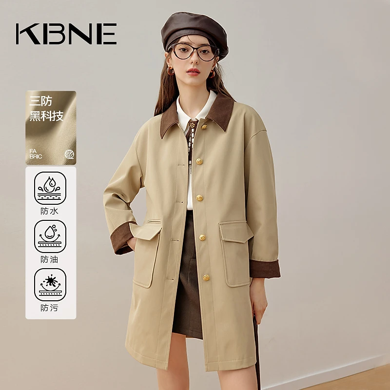 KBNE风衣外套女中长款爆款新款马吉拉卡其色风衣小个子