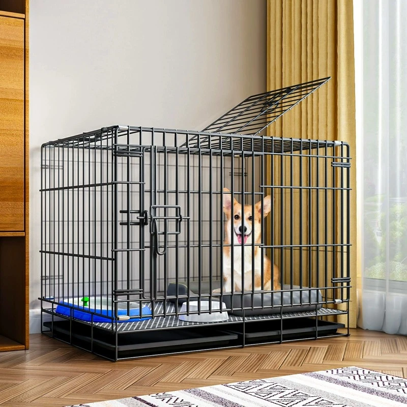 狗笼子中大型犬专用小型宠物围栏厕所清理狗笼室内家用折叠狗笼