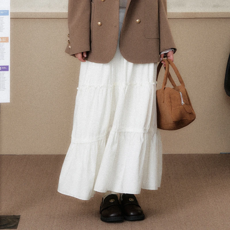 SPEAR YOUTH“白木明纱”温柔风高腰半身裙女显瘦蛋糕裙女A字中长裙