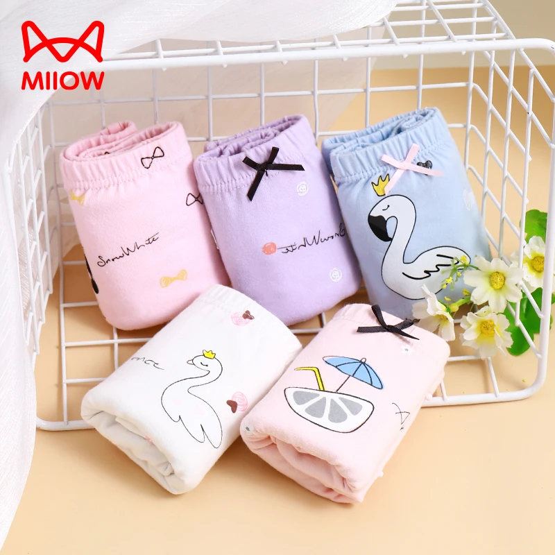 MiiOW/猫人女童棉内裤平角中大童小女孩四角儿童短裤夏季薄款