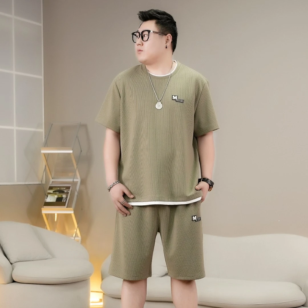 【夏季大促】套装潮牌大码夏季男士套装加肥加大时尚简约PC320321