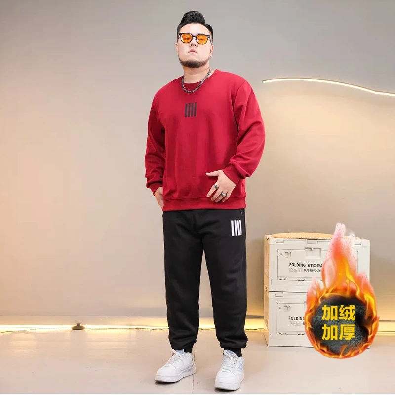 「cleanft」大码男装弹力加肥加大潮流宽松圆领上衣套装PB430421