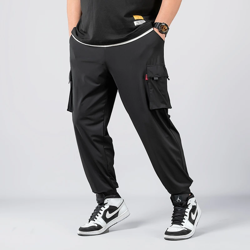 【冰丝工装裤】夏季薄款长裤休闲加肥加大码夏季百搭男士卫裤72101