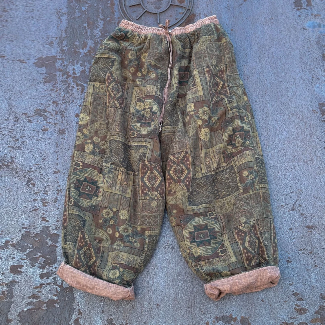 4381砂洗做旧数码印花宽松棉裤4382马甲