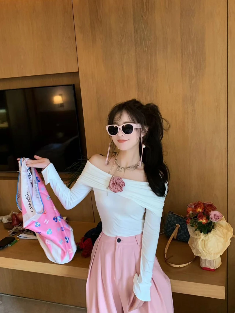 SISTER姐妹家【冰壶秋月】设计感花朵长袖上衣