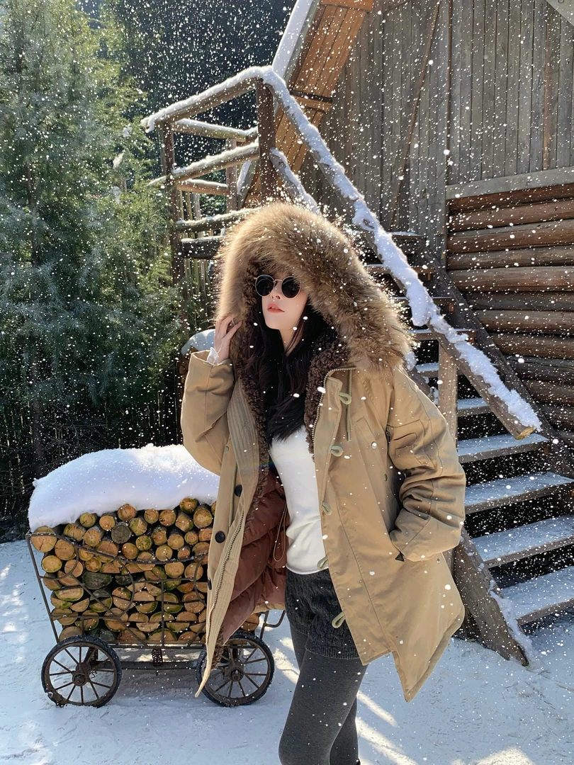 SISTER姐妹家【漫天飞雪】红人上新宽松显瘦貉子毛连帽派克羽绒服女