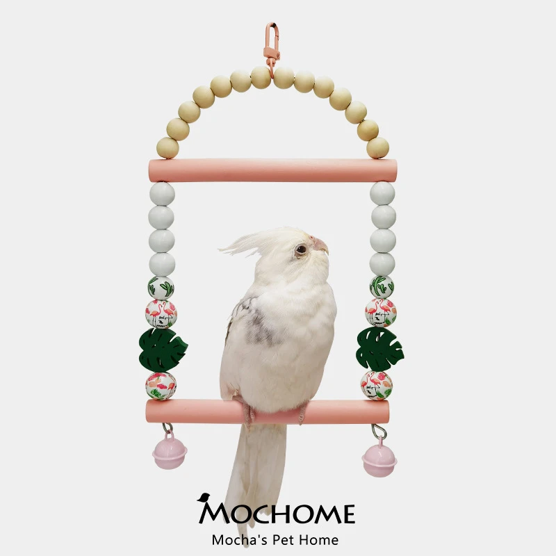 鹦鹉鸟彩色马卡龙色火烈鸟夏日雪人秋千玩具宠物用品