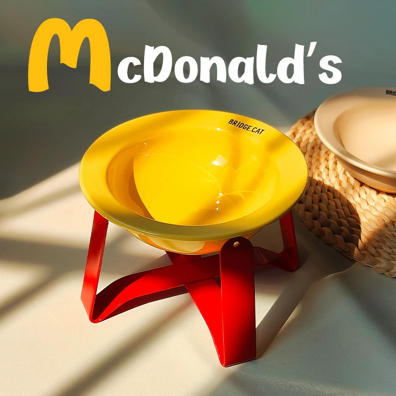 韩式bd正品护颈高脚狗猫粮碗饮水碗陶瓷猫碗防黑下巴宠物碗飞碟碗