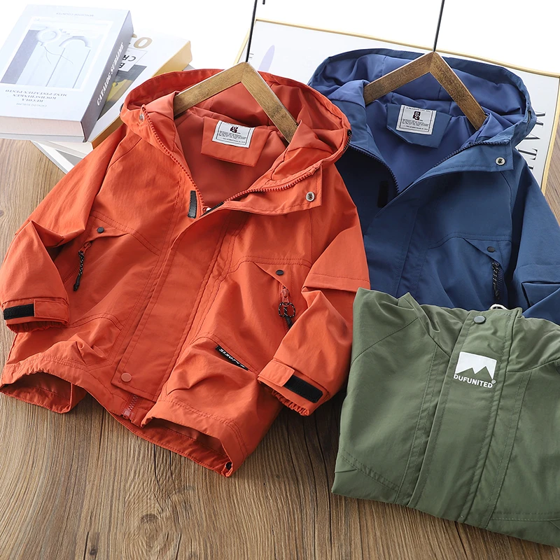 儿童春秋外套2025春季新款中大童拉链外套潮大口袋防风DF-4SP17