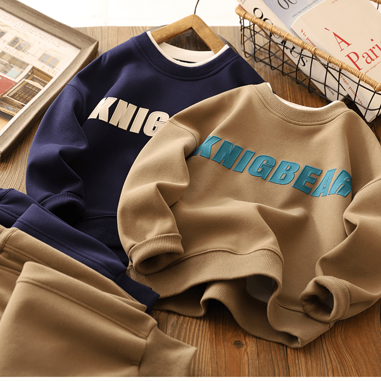 儿童春秋季新款休闲圆领假两件上衣+裤子 BS - 8361