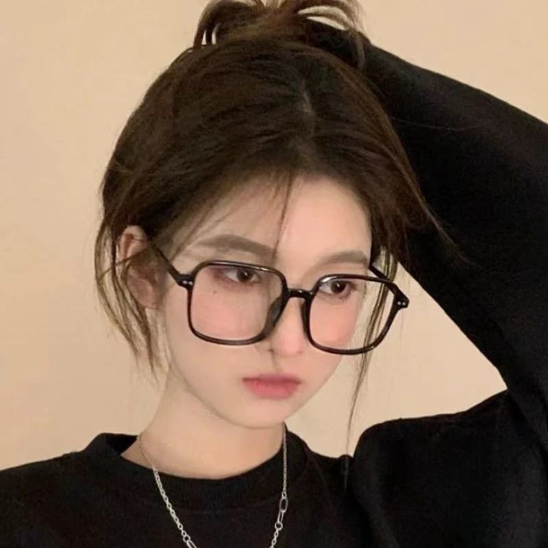 防蓝光眼镜女学生韩版黑色透明无度数圆脸潮流网红可配近视眼镜男