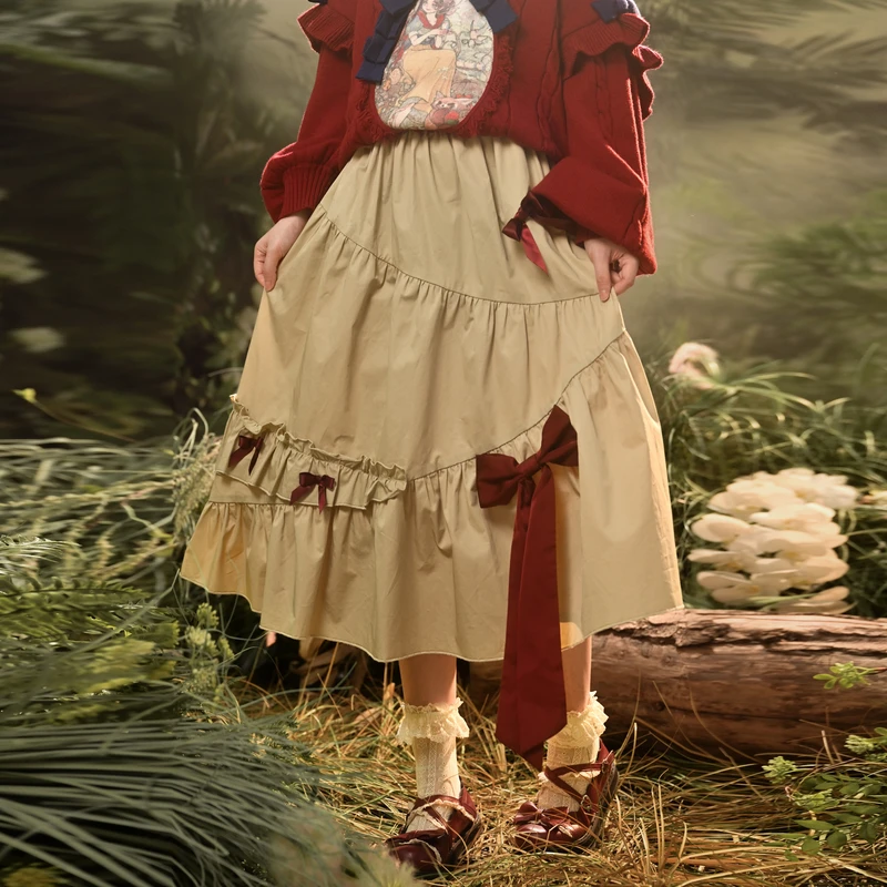 森女部落原创童话风蝴蝶结甜美气质半身裙秋2025年秋冬新款女装