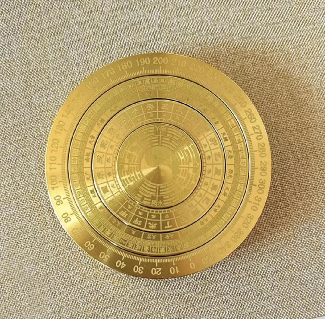 多面【黄铜实心罗盘】黄铜实心罗盘解压手把件