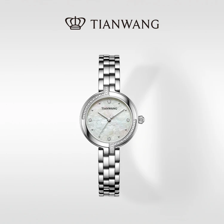 天王表尚·shine女表时尚通勤石英珍珠白盘钢带LS31287S.S.W