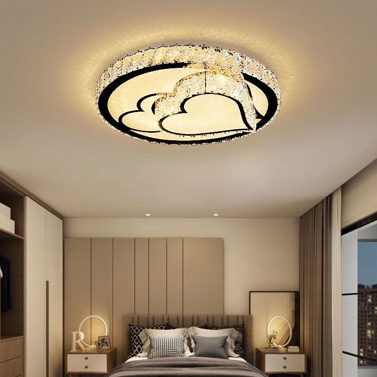 水晶灯卧室吸顶灯现代简约护眼书房灯圆形创意温馨大气圆吸顶灯