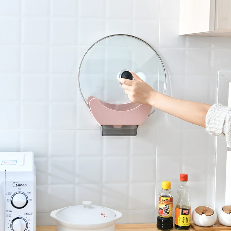 厨房沥水锅盖架神器壁挂式免打孔塑料置物架大号悬挂可放锅盖架子