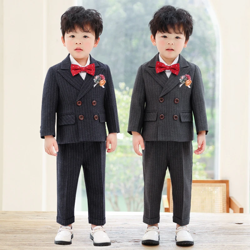 男童西装礼服新款秋冬花童婚礼服演出服中小童英伦表演服宝宝周岁