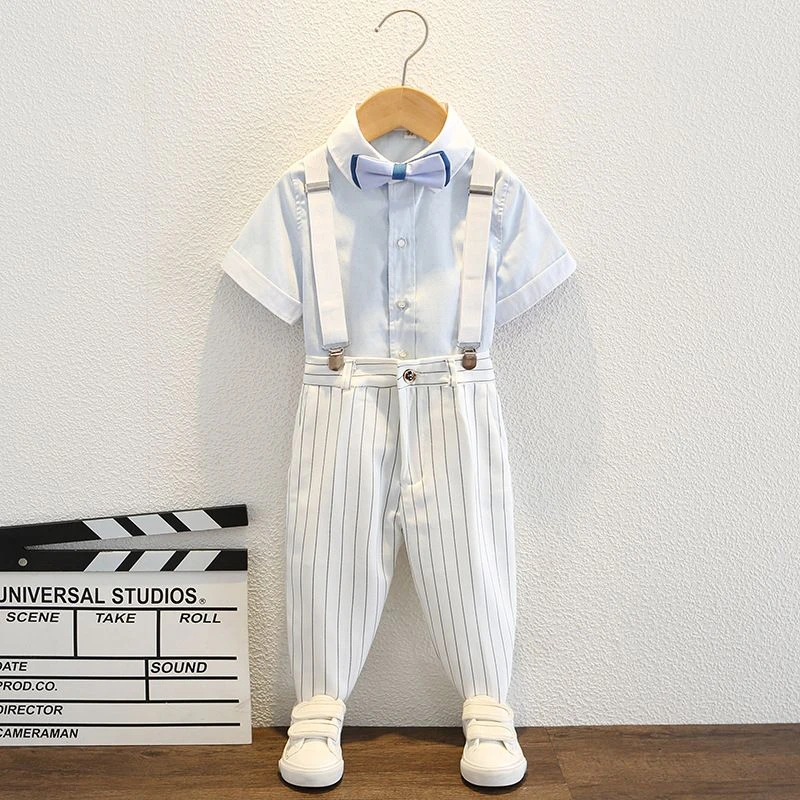 男童礼服夏儿童短袖衬衫西装套装六一主持人钢琴演出服男孩小西装