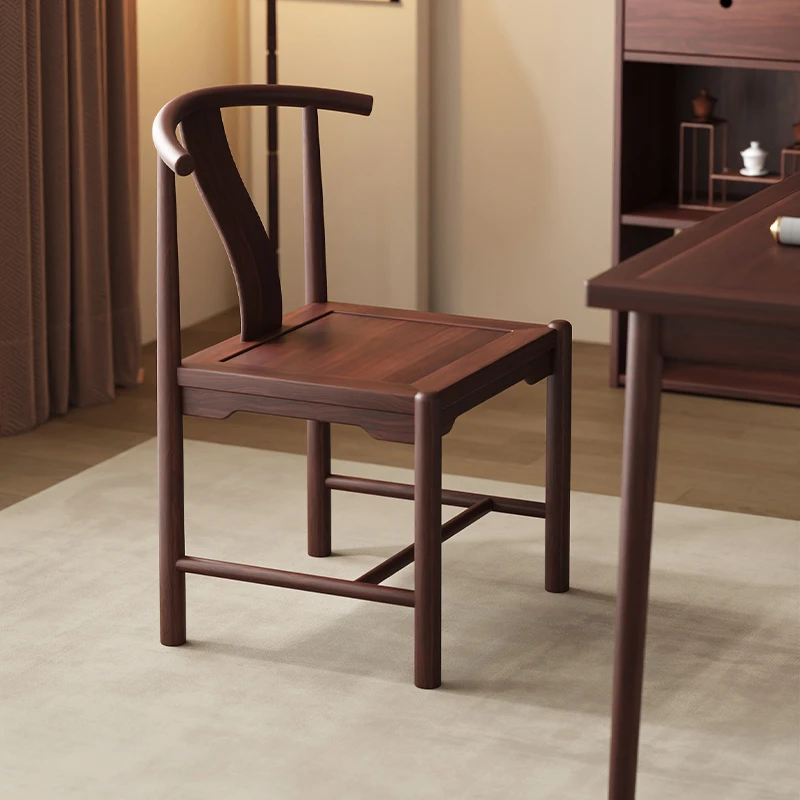 新中式实木半月椅休闲椅坐椅书桌椅