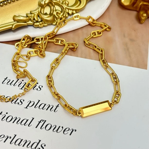 足金999黄金5D无氰时尚硬金CNC气质套链12.91