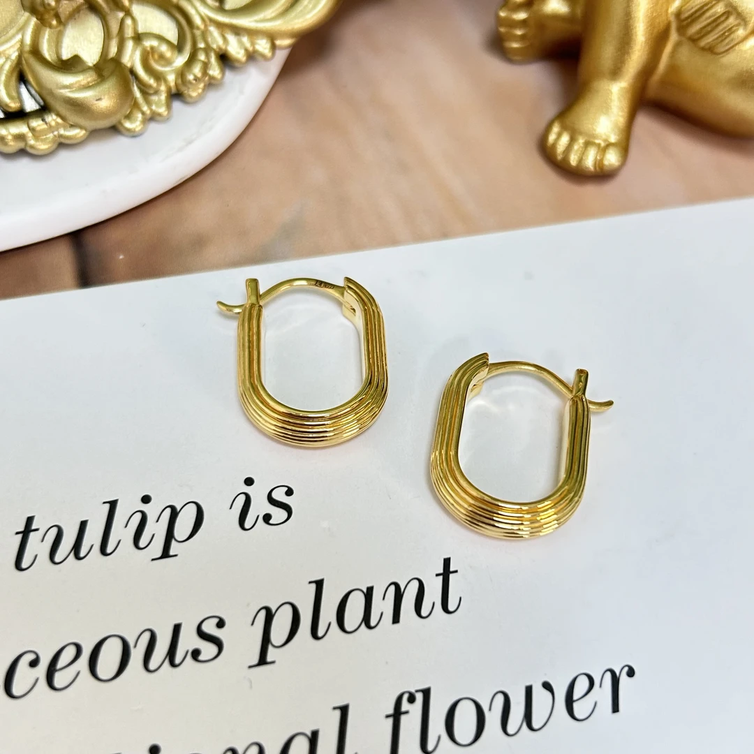 足金999黄金5D无氰时尚U形几何硬金耳扣4.92