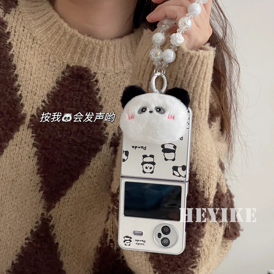 国风熊猫小羊皮适用VIVOXFLIP手机壳折叠屏女款创意可爱保护套新