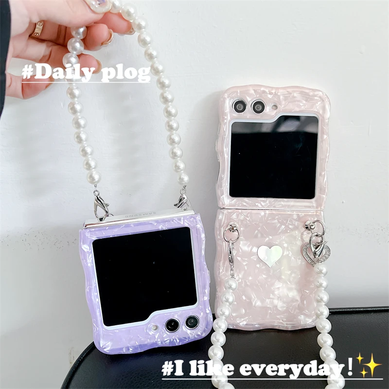 高级感贝壳纹三星zflip5手机壳新款折叠屏zflip3 4防摔保护套女款