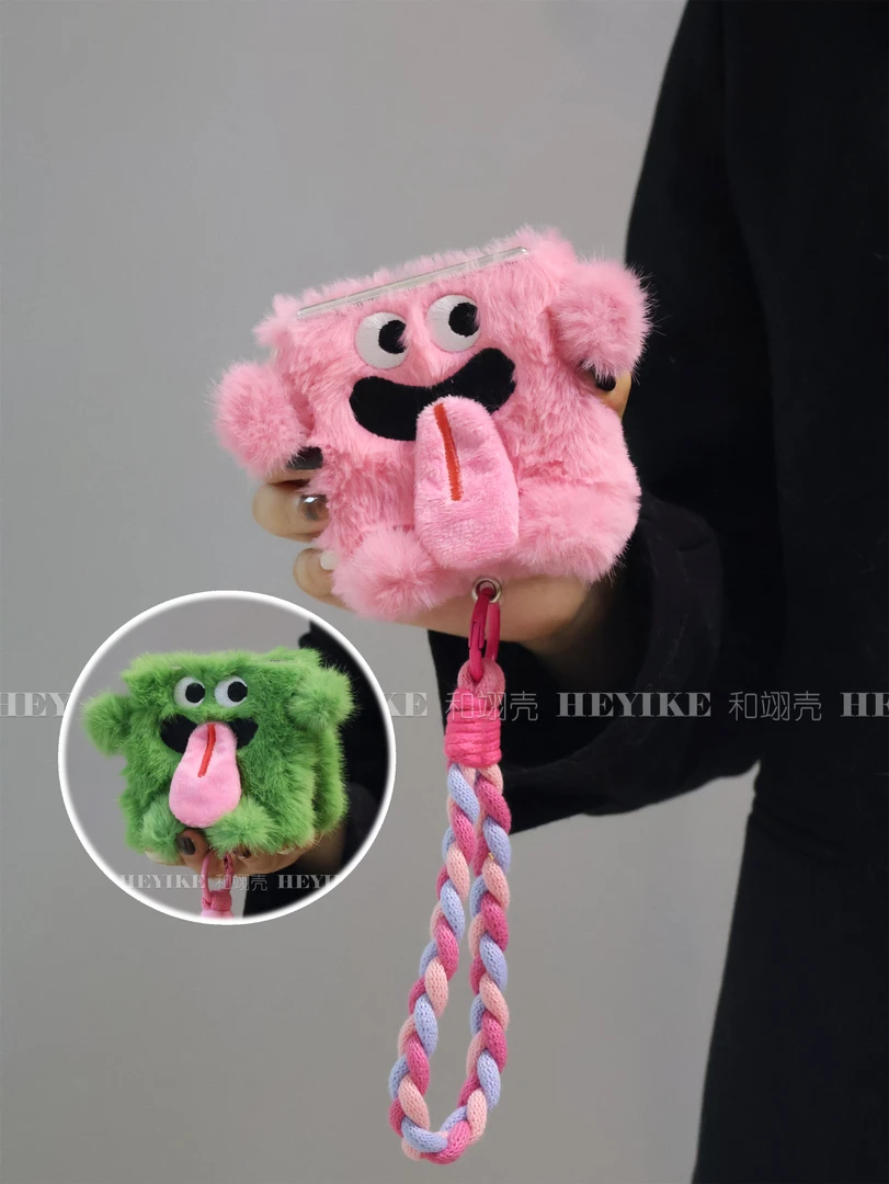 ins搞怪吐舌头怪兽适用华为pocket2毛绒手机壳折叠zflip6创意网红