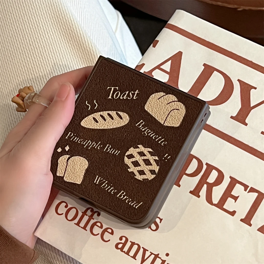 ins秋冬焦糖棕面包适用三星Zflip5手机壳折叠屏3女款高级感保护套