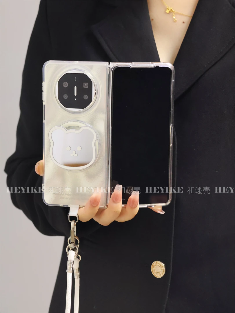 新款韩系小熊磁吸支架适用华为MateX5折叠屏手机壳X3典藏版防摔女