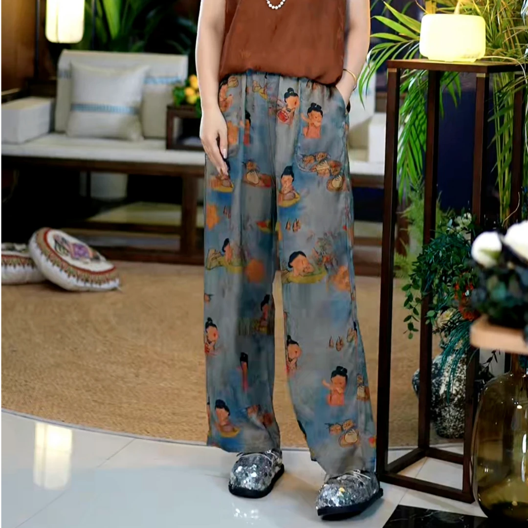 新款小胖墩长裤两面穿直筒百搭时尚显瘦长裤