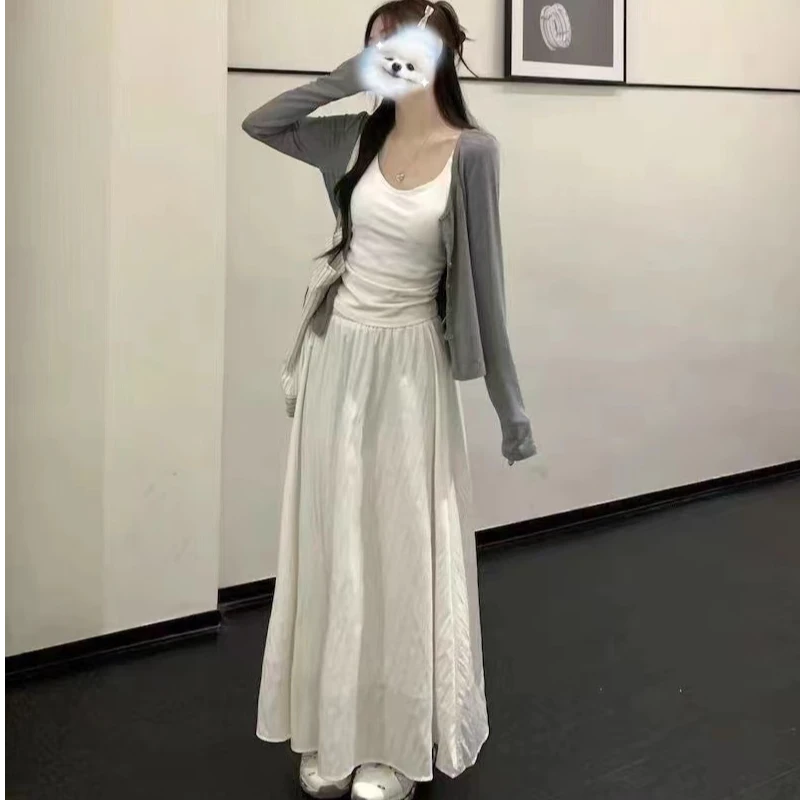 【甜美瑶瑶】套装女新款开衫外套吊带背心上衣甜美显瘦半身裙三件套