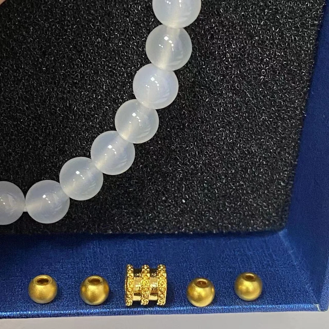 足金烧蓝小蛮腰+卡4古法珠4颗赠白 玛 瑙手串简约精致H@@A140
