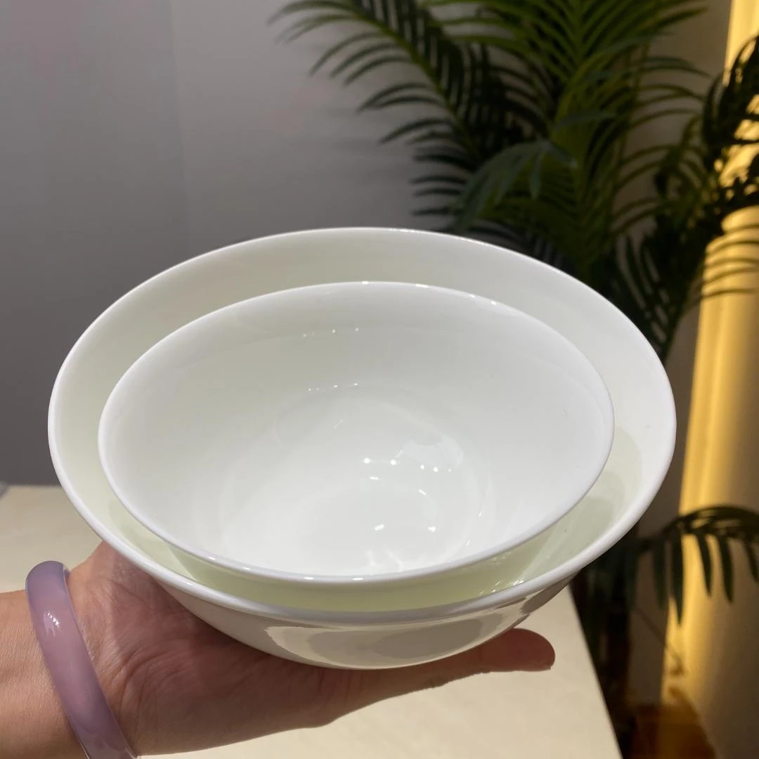 【高脚】纯白高脚米饭碗骨瓷陶瓷面碗汤碗防烫手创意瓷碗吃饭碗