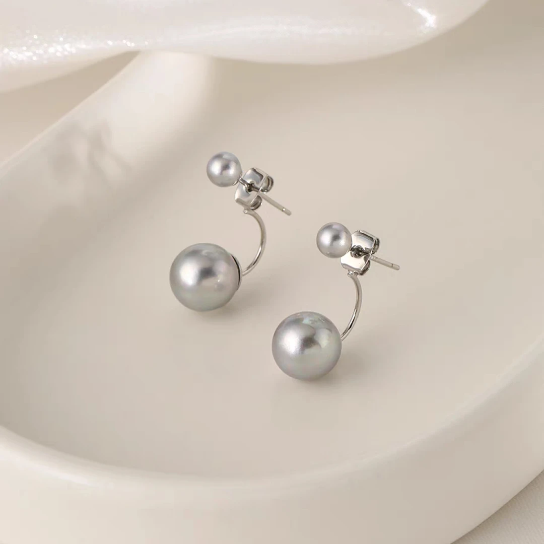 铜合金耳饰 毒饰高定    轻奢半C双珠设计耳饰KG8337