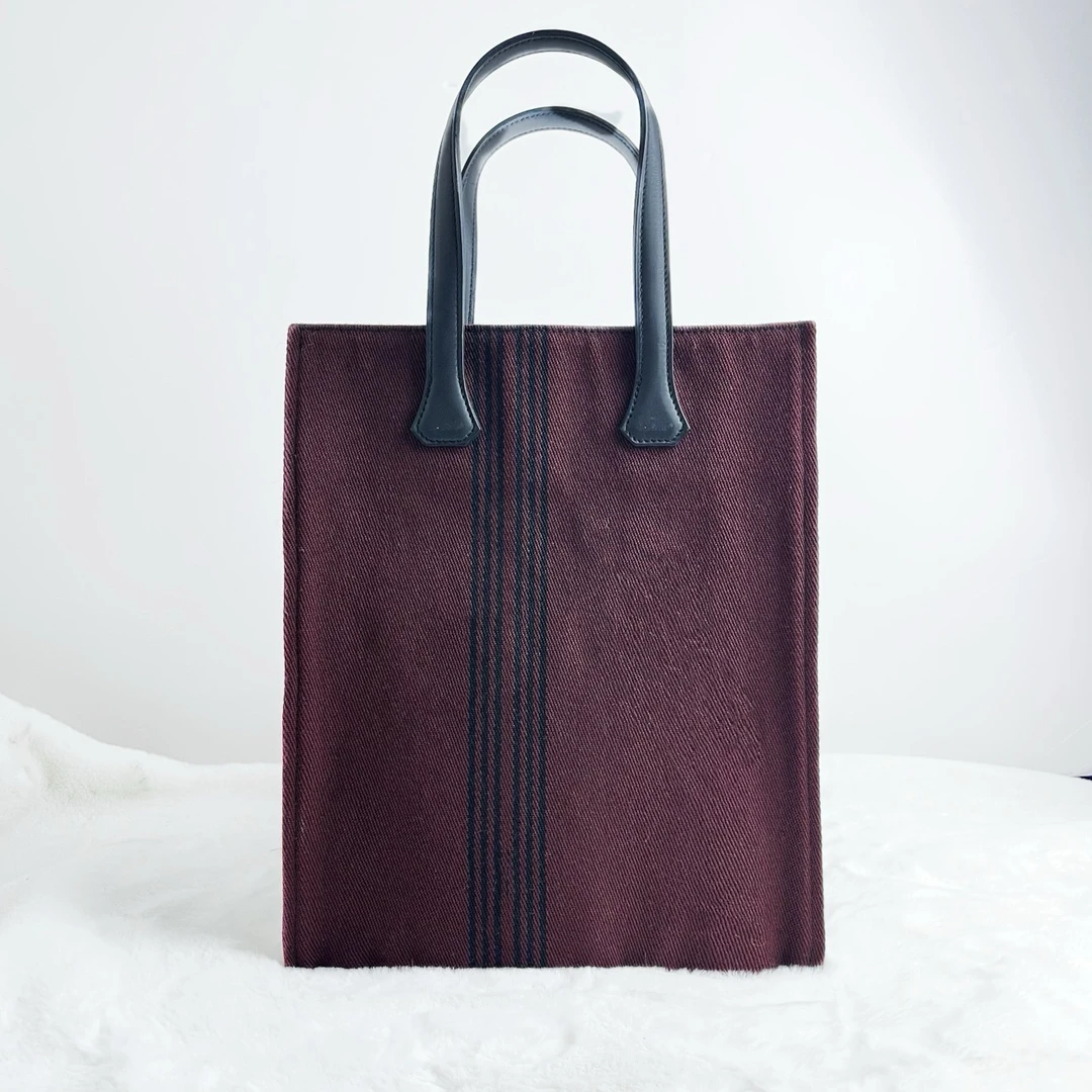 95新 Hermes/爱马仕 酒红帆布手提包/2934时尚简约轻奢商务通勤