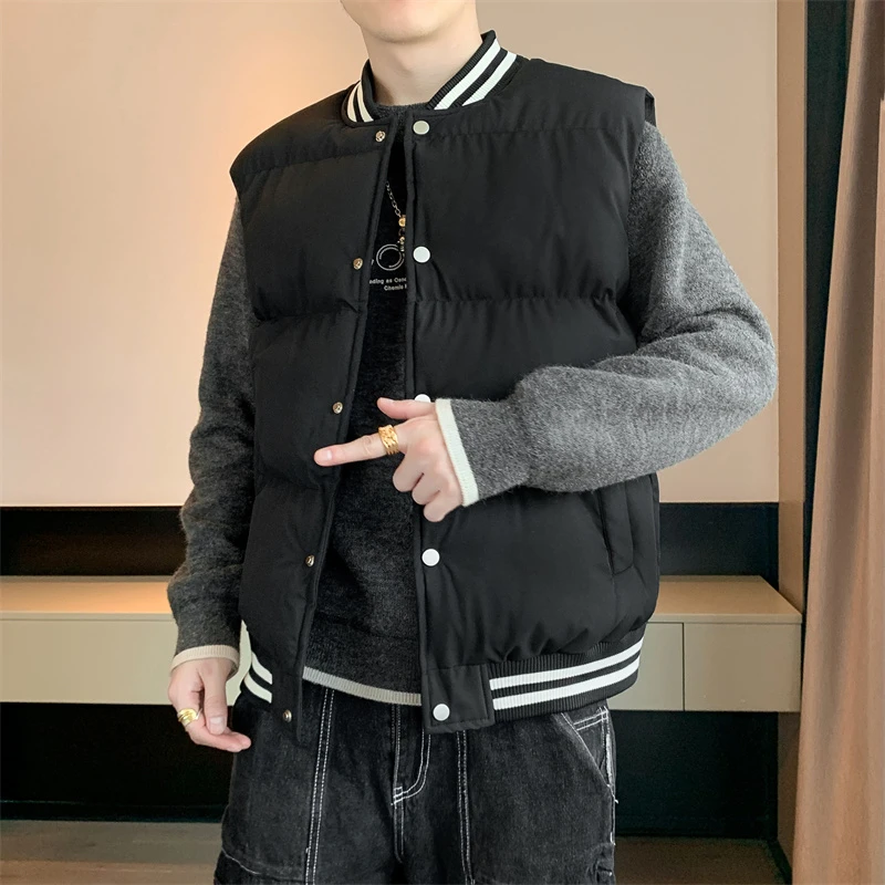 啄木鸟男士马甲秋冬季亮面外套坎肩保暖背心韩版潮流外穿大码马夹