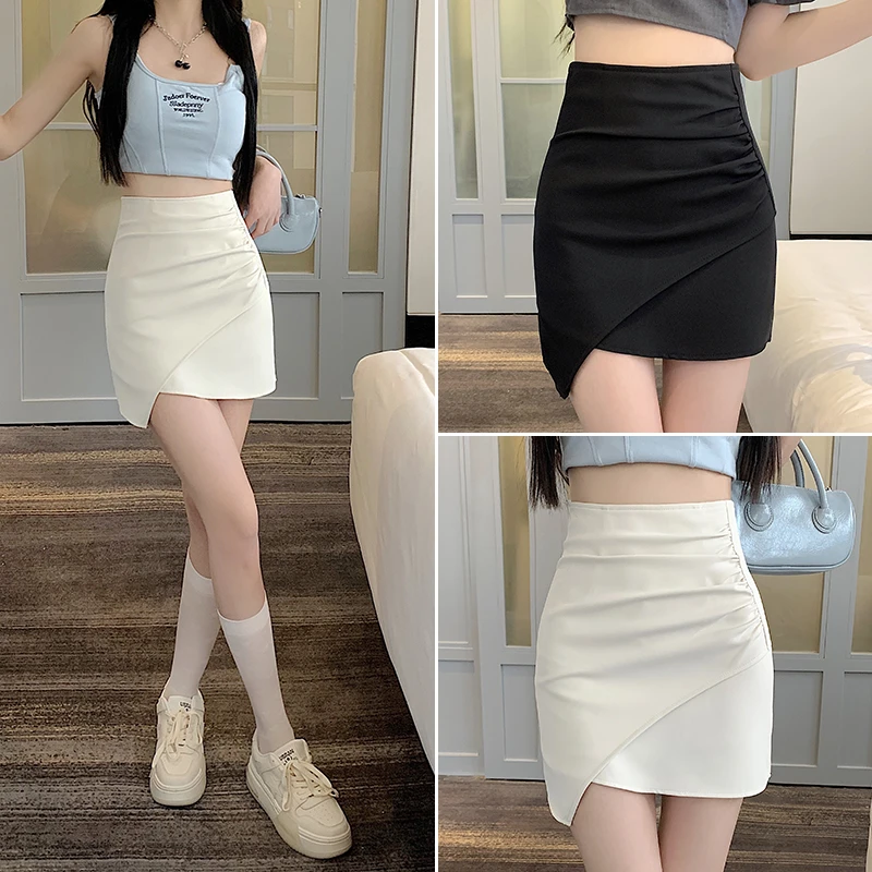 不规则半身裙女秋季2025新款高腰显瘦开叉a字包臀裙辣妹短裙子