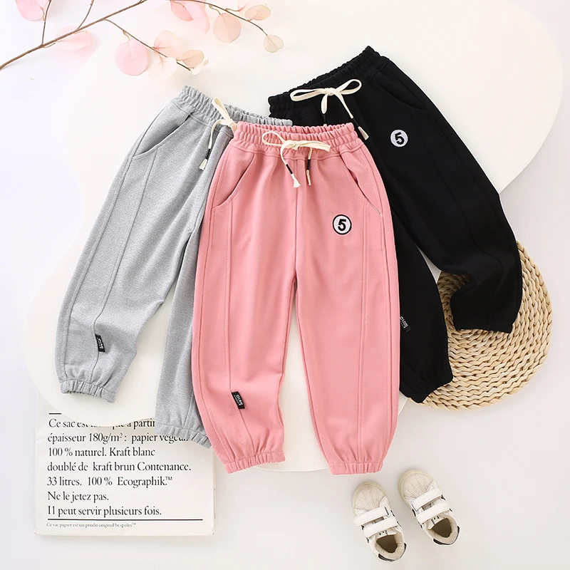 儿童卫裤2024新款秋款中大童韩版休闲裤洋气运动男童女童宽松裤子