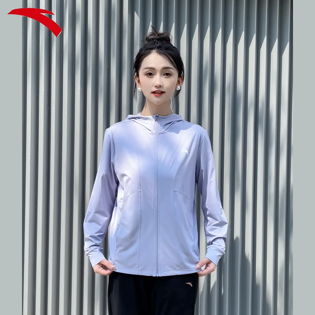 安踏2024夏季新款女士运动户外针织防紫外线连帽上衣162427712-LL