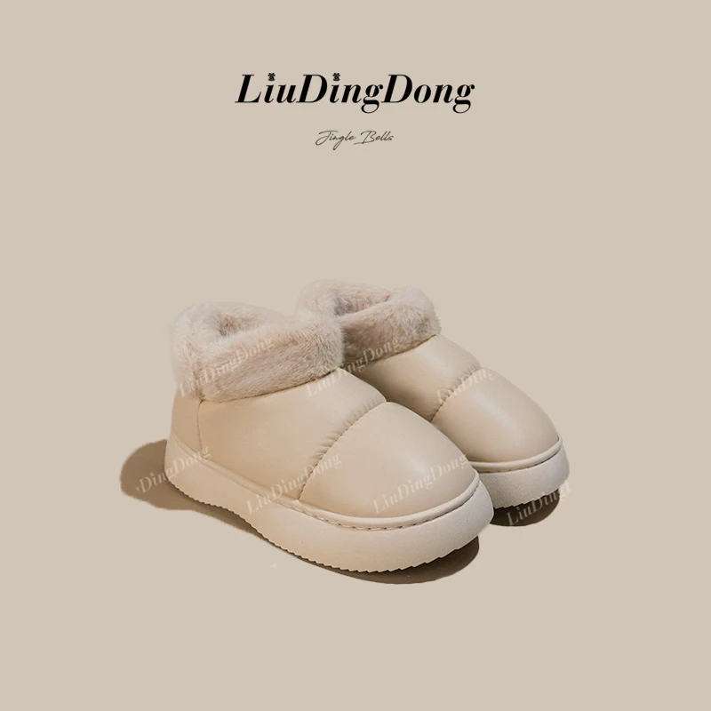 【刘叮咚女鞋】棉鞋女毛绒冬季高帮鞋厚底防滑保暖加绒外穿毛棉鞋女