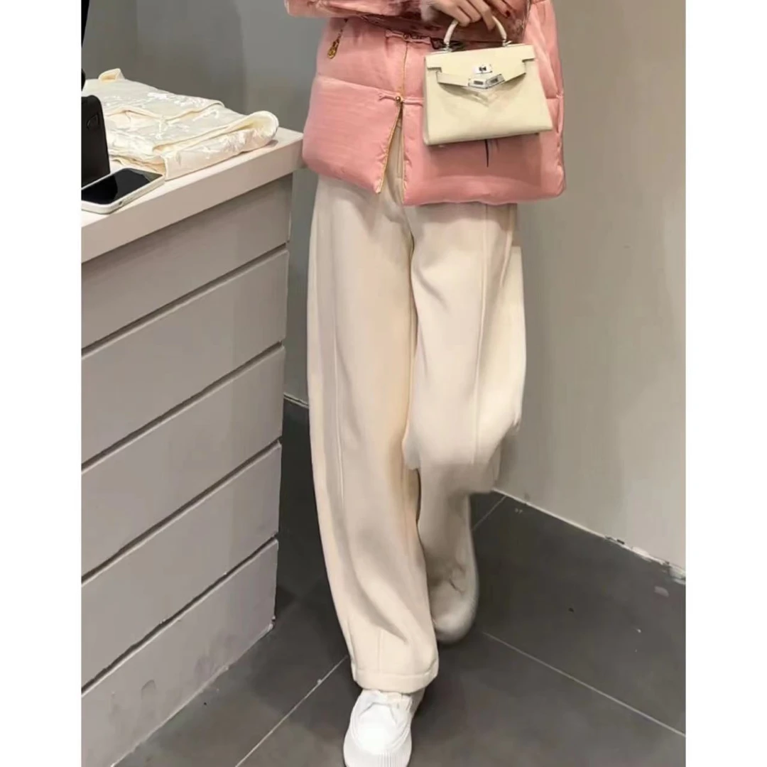 1 冬季休闲百搭加厚加厚宽松显瘦休闲裤小香风香蕉裤简约直筒裤