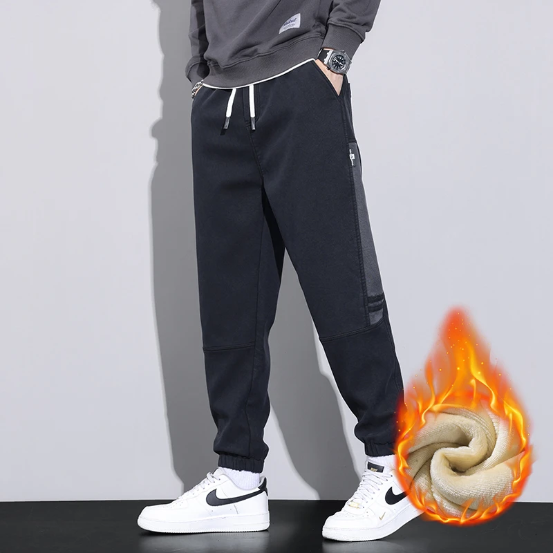 加绒加厚2024秋冬爆款男款裤子潮流百搭宽松男装束脚高端休闲长裤