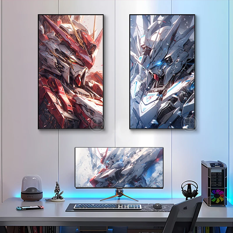 高达机动战士竖版挂画动漫男孩房间网咖电竞房卧室客厅走廊装饰画